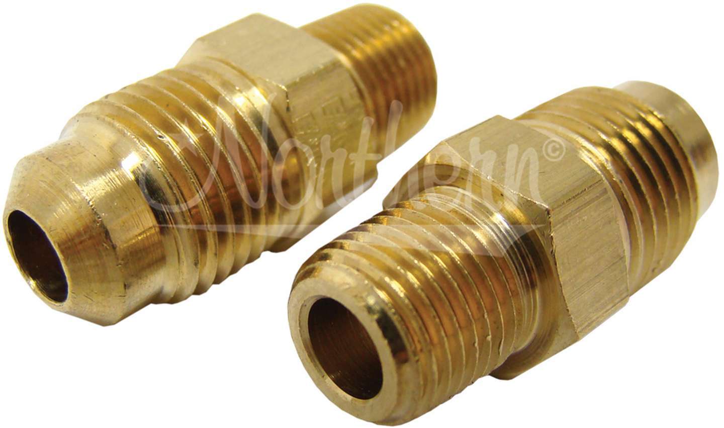 Fitting - Adapter - Straight - 1/8 in NPT Male to 5/16 in SAE Flare Male - Brass - Natural - Pair