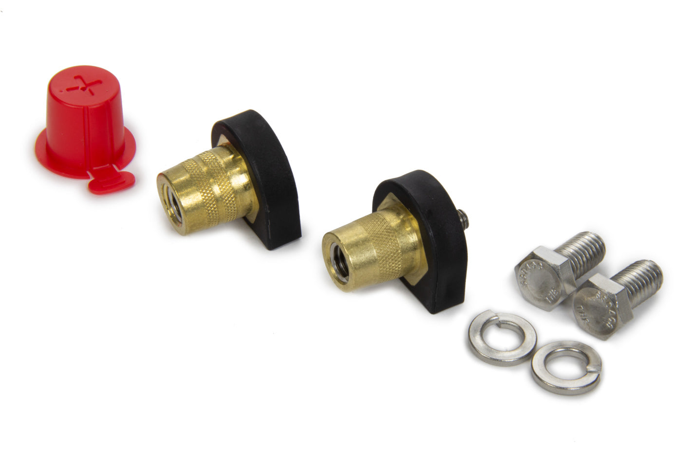 Battery Terminal - Top Post - 3/8-16 in Female - 6 mm x 1.00 male - 2 Gauge - Hardware Included - Brass - Kit