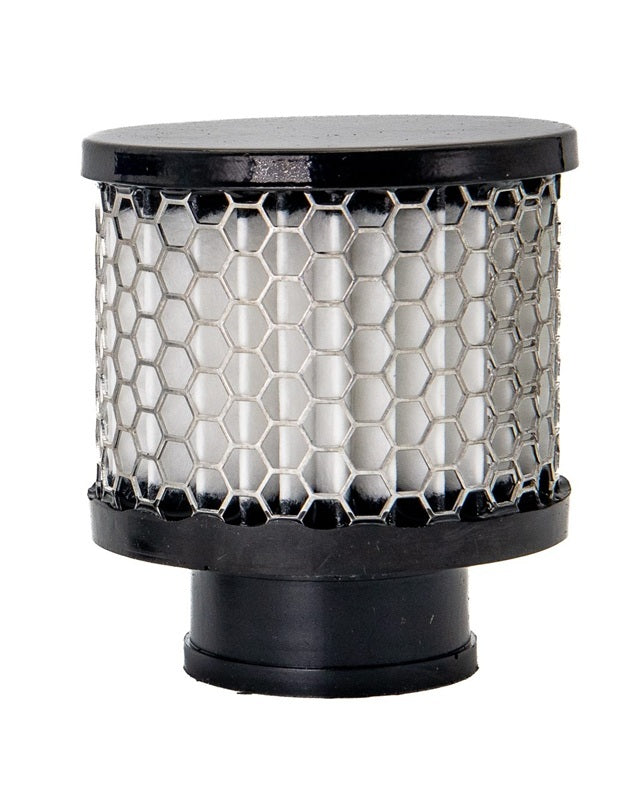 Breather - Clamp-On - Round - 1.5 in OD Tube - Reusable - Aluminum - Black Powder Coat - Each