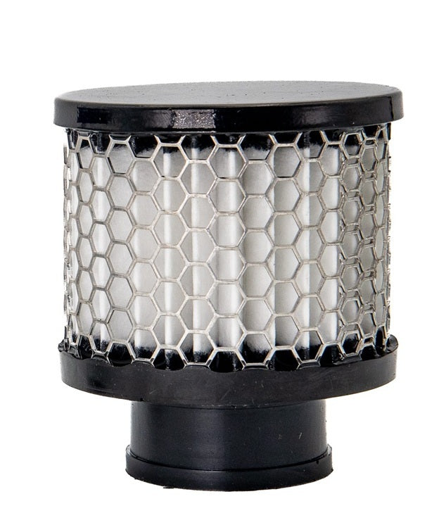 Breather - Clamp-On - Round - 1.38 in OD Tube - Reusable - Aluminum - Black Powder Coat - Each