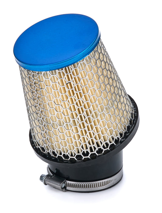 Air Filter Element - Conical - 4.25 Base Diameter - 3.06 in Top Diameter - 4 in Tall - Wire Mesh Included - Paper - Gray - Blue End Cap - Quarter Midget - Each