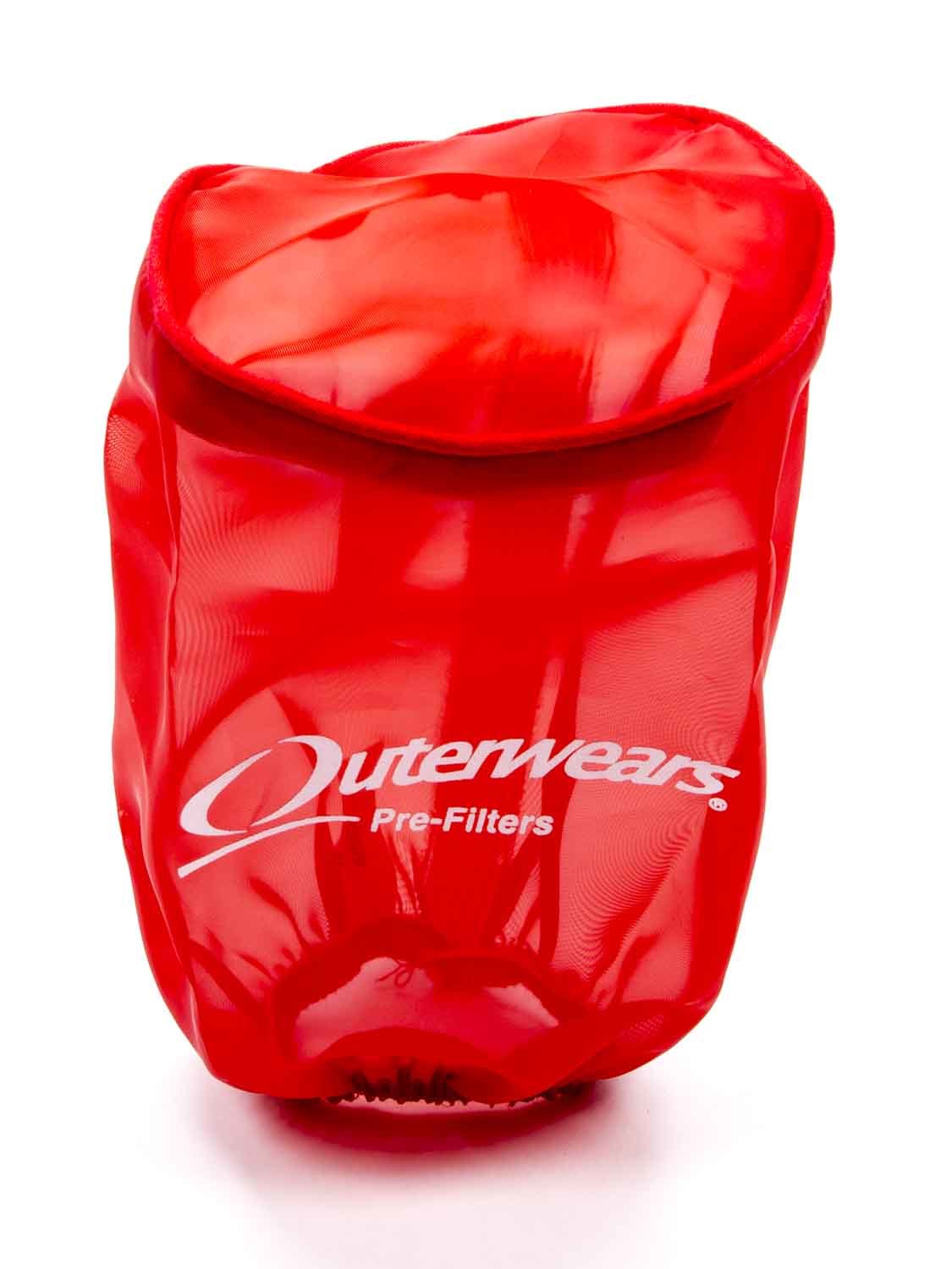 Air Filter Wrap - Pre Filter - Round - 3.5 in Diameter - 6 in Tall - Top - Outerwears Logo - Polyester - Red - Each