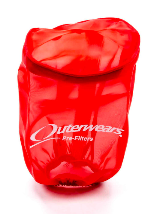 Air Filter Wrap - Pre Filter - Round - 3.5 in Diameter - 6 in Tall - Top - Outerwears Logo - Polyester - Red - Each
