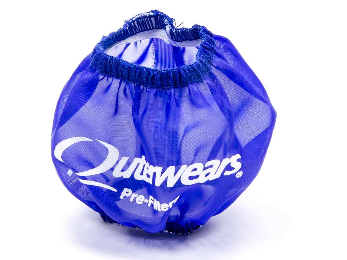 Breather Wrap - Pre Filter - Round - 3 in Diameter - 2.5 in Tall - Outerwears Logo - Polyester - Blue - Each