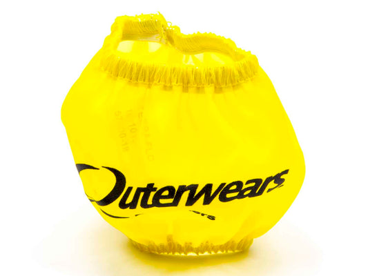 Breather Wrap - Pre Filter - Round - 3 in Diameter - 2.5 in Tall - Outerwears Logo - Polyester - Yellow - Each