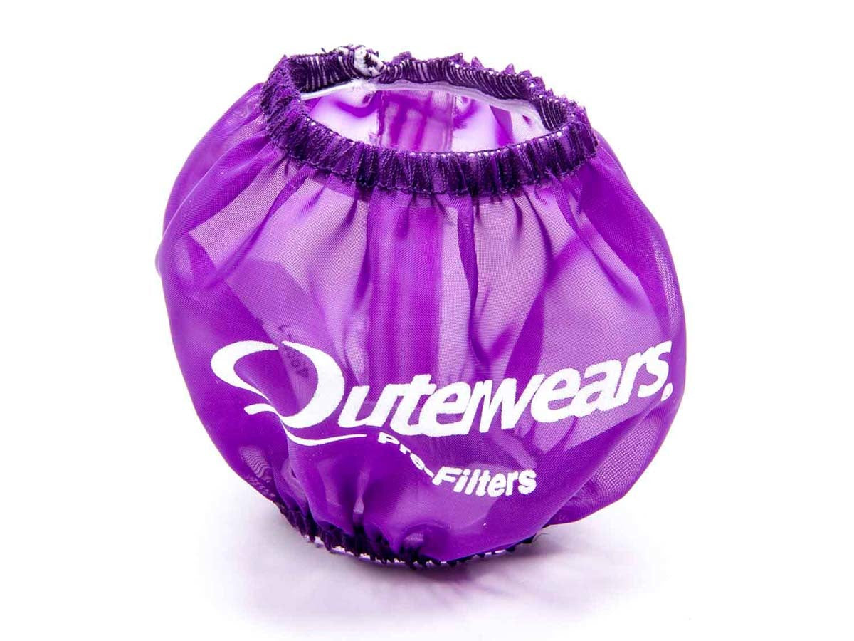Breather Wrap - Pre Filter - Round - 3 in Diameter - 2.5 in Tall - Outerwears Logo - Polyester - Purple - Each