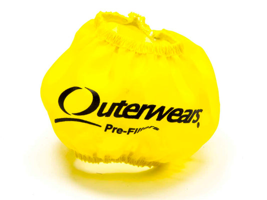 Breather Wrap - Pre Filter - Round - 3 in Diameter - 2.5 in Tall - Outerwears Logo - Polyester - Yellow - Shielded Breathers - Each