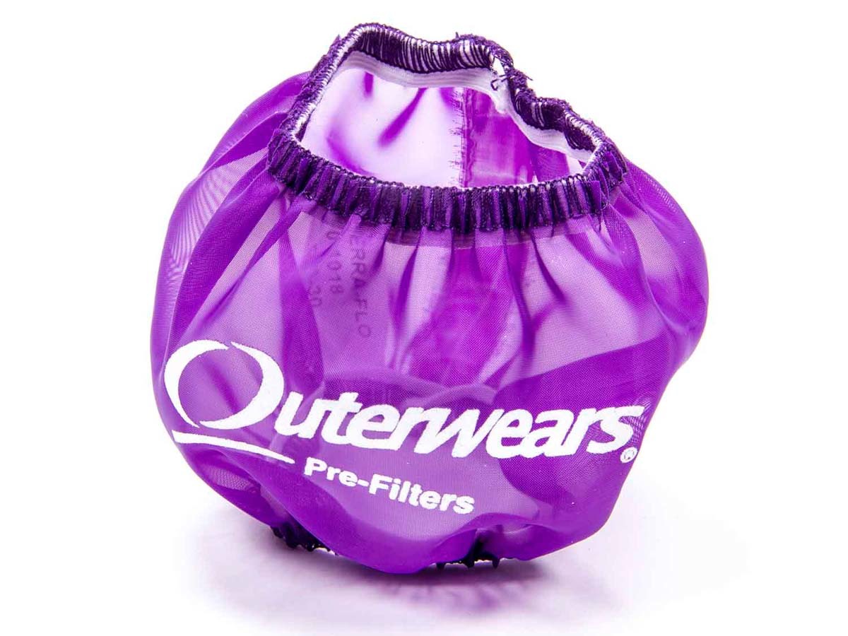 Breather Wrap - Pre Filter - Round - 3 in Diameter - 2.5 in Tall - Outerwears Logo - Polyester - Purple - Shielded Breathers - Each