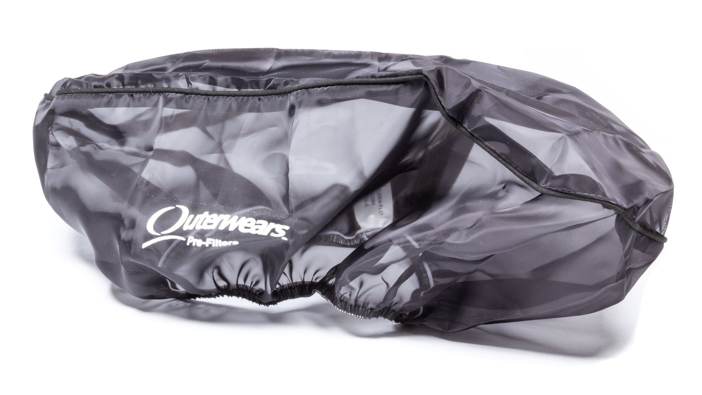 Air Filter Wrap - Pre Filter - Oval - 17 in Long - 6 in Width - 5 in Tall - Top - Outerwears Logo - Polyester - Black - Each