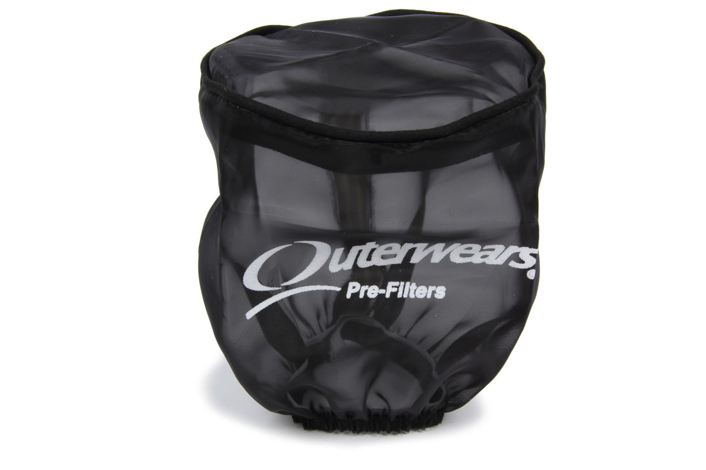 Air Filter Wrap - Pre Filter - Round - 3.75 in Diameter - 4 in Tall - Water Repellent - Outerwears Logo - Polyester - Black - Each