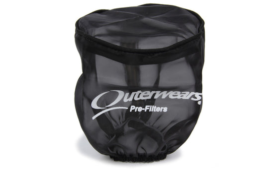 Air Filter Wrap - Pre Filter - Round - 3.75 in Diameter - 4 in Tall - Water Repellent - Outerwears Logo - Polyester - Black - Each