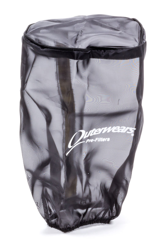 Air Filter Wrap - Pre Filter - Round - 5 in Diameter - 5 in Diameter Top - 8.5 in Tall - Water Repellent - Outerwears Logo - Black - K&N Air Filter - Each
