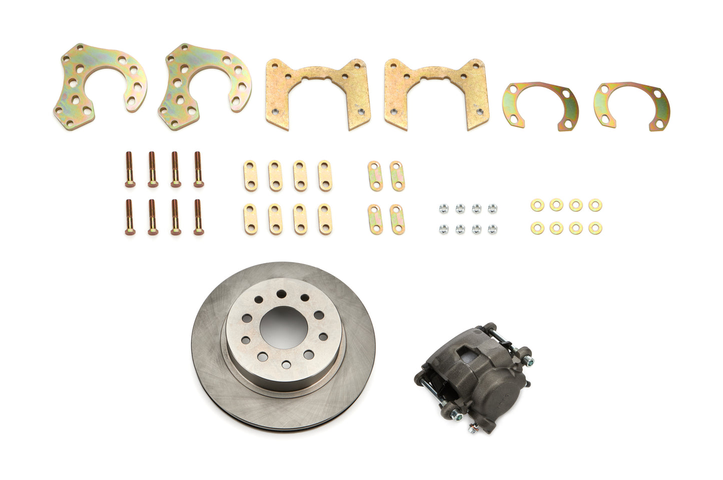 Brake System - Econo - Disc Conversion - Rear - 1 Piston Caliper - 11.25 in Plain Iron Rotors - Iron - Natural - GM Metric - Ford 9 in - Kit