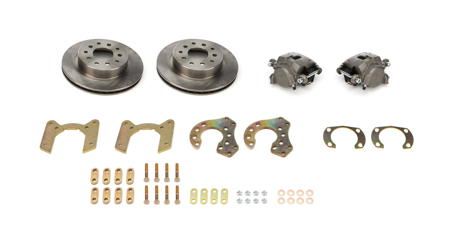 Brake System - Econo - Disc Conversion - Rear - 1 Piston Caliper - 11.25 in Plain Iron Rotors - Iron - Natural - GM Metric - Small Ford 9 in - Kit