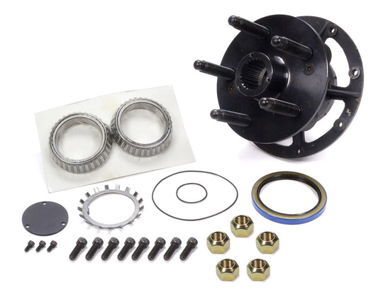 Wheel Hub - Rear - 5 x 4.75 Wheel Bolt Pattern - 24 Spline Drive Flange - Bolts / Bearings / Hub Seal / Lug Nuts / Plate / Studs Included - Steel - Black Oxide - Each