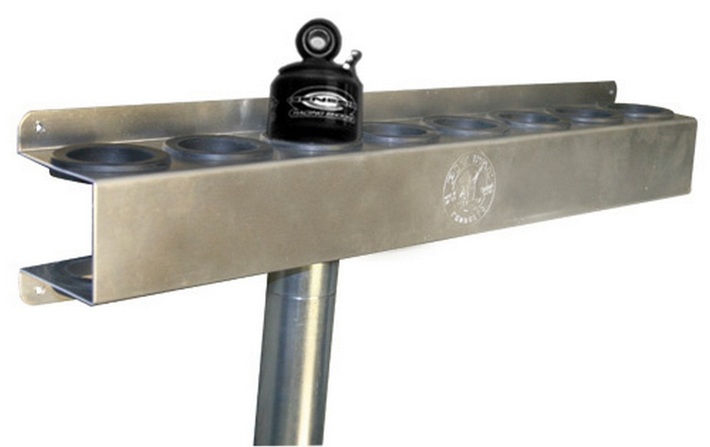 Shock Rack - Genesis - 25 in Long x 3 in Tall x 3.75 in Deep - 8 Shock Capacity - Aluminum - Natural - 2 in Diameter Shocks - Each