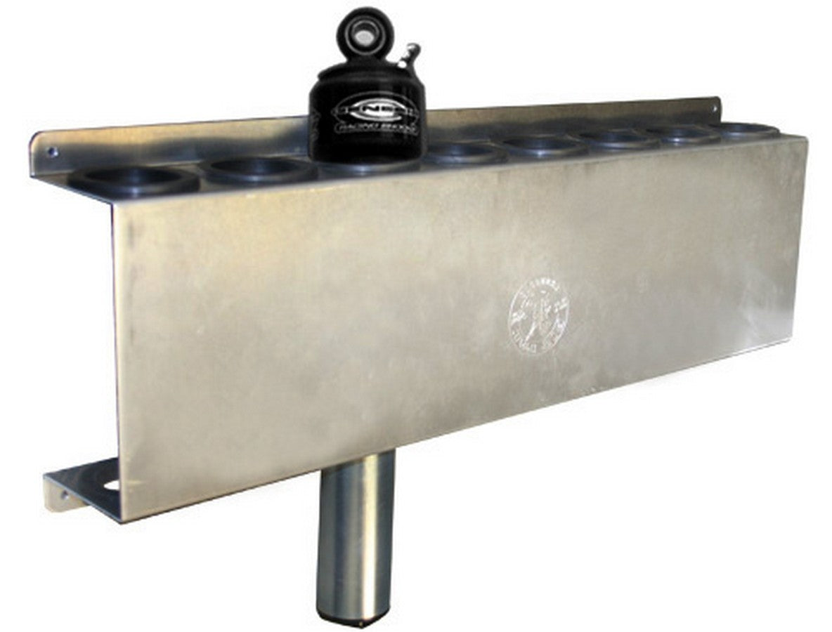 Shock Rack - Genesis - 25 in Long x 7 in Tall x 3.75 in Deep - 8 Shock Capacity - Aluminum - Natural - 2 in Diameter Shocks - Each