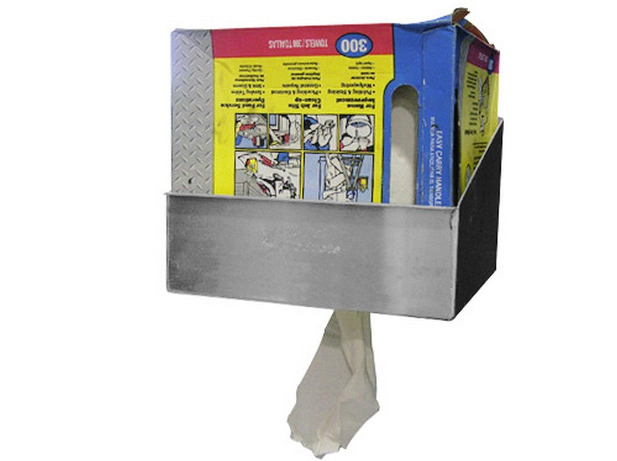 Shop Towel Holder - Box Style - Aluminum - Natural - Box of 200 Rags - Each