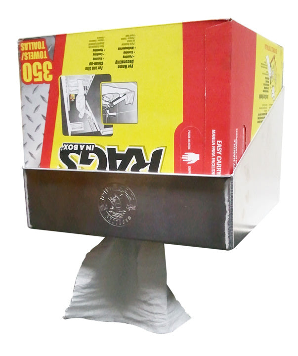 Shop Towel Holder - Box Style - Aluminum - Natural - Box of 275 Rags - Each
