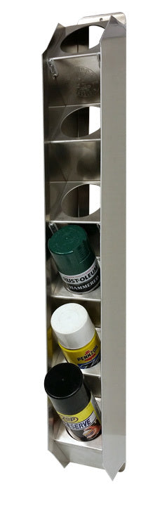 Aerosol Can Holder - Single Row - 5.25 in Deep - 30.25 in Tall - 6 Can Capacity - Aluminum - Natural - Each