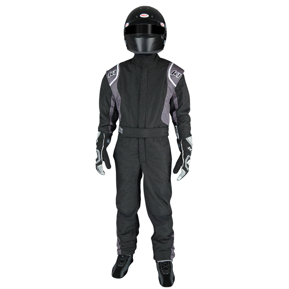 K1 Precision II Youth Nomex® Fire Suit - SFI 3.2A/5 - Black, Grey - 7XS