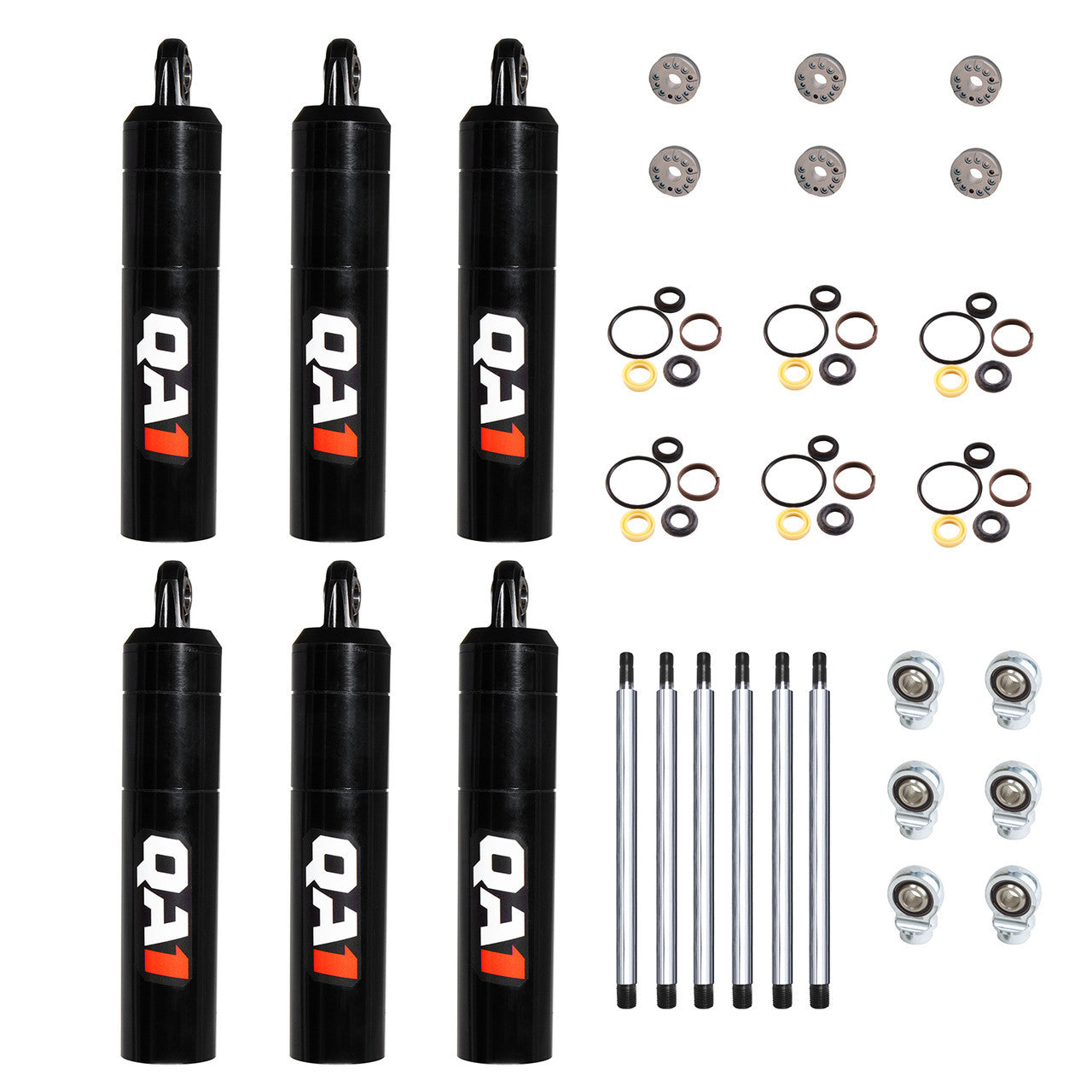 Shock - 5Q Series - Twintube - Rebuildable - 8 in Travel - 2.062 in OD - Dry Valve - Rear - Steel - Black Zinc Oxide - Street Stock - Set of 6