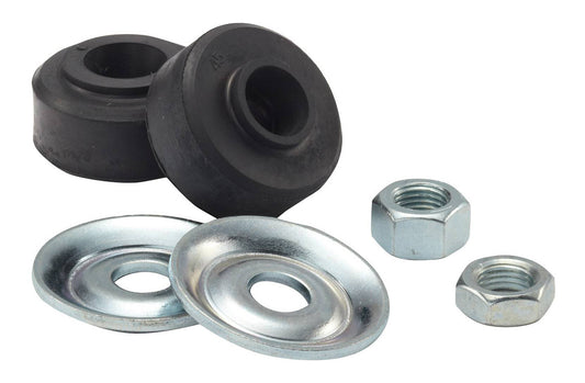 Shock End - Rubber Bushing - 8 mm x 1.0 Right Hand Thread - 13 mm Head - Steel - Zinc Plated - Kit