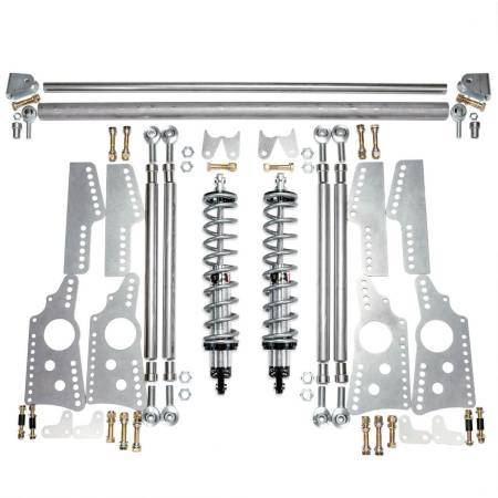 Suspension Handling Kit - 4-Link System - Double Adjustable - 110 lb/in Spring Rate - Brackets / Crossmember / Hardware / Shocks / Springs / Trailing Arms Included - Steel - Natural - Kit