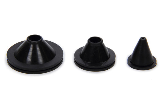 Firewall Grommet - 1 Hole - 3/4 / 1-1/8 / 1-5/8 in OD - Rubber - Black - Set of 3