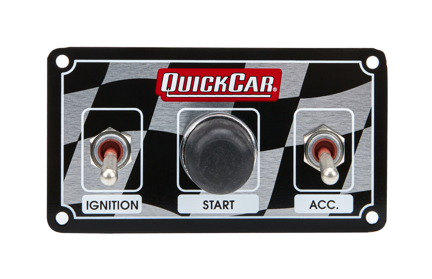 Switch Panel - Dash Mount - 4.625 x 2.5 in - 2 Toggles / 1 Momentary Button - Checkered - Kit