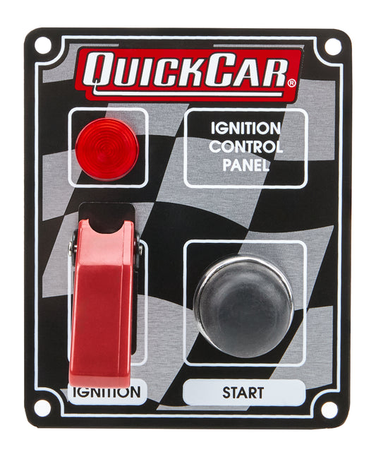 Switch Panel - Dash Mount - 3.375 x 4.25 in - 1 Safety Cover Toggle / 1 Momentary Button - Indicator Light - Checkered - Kit