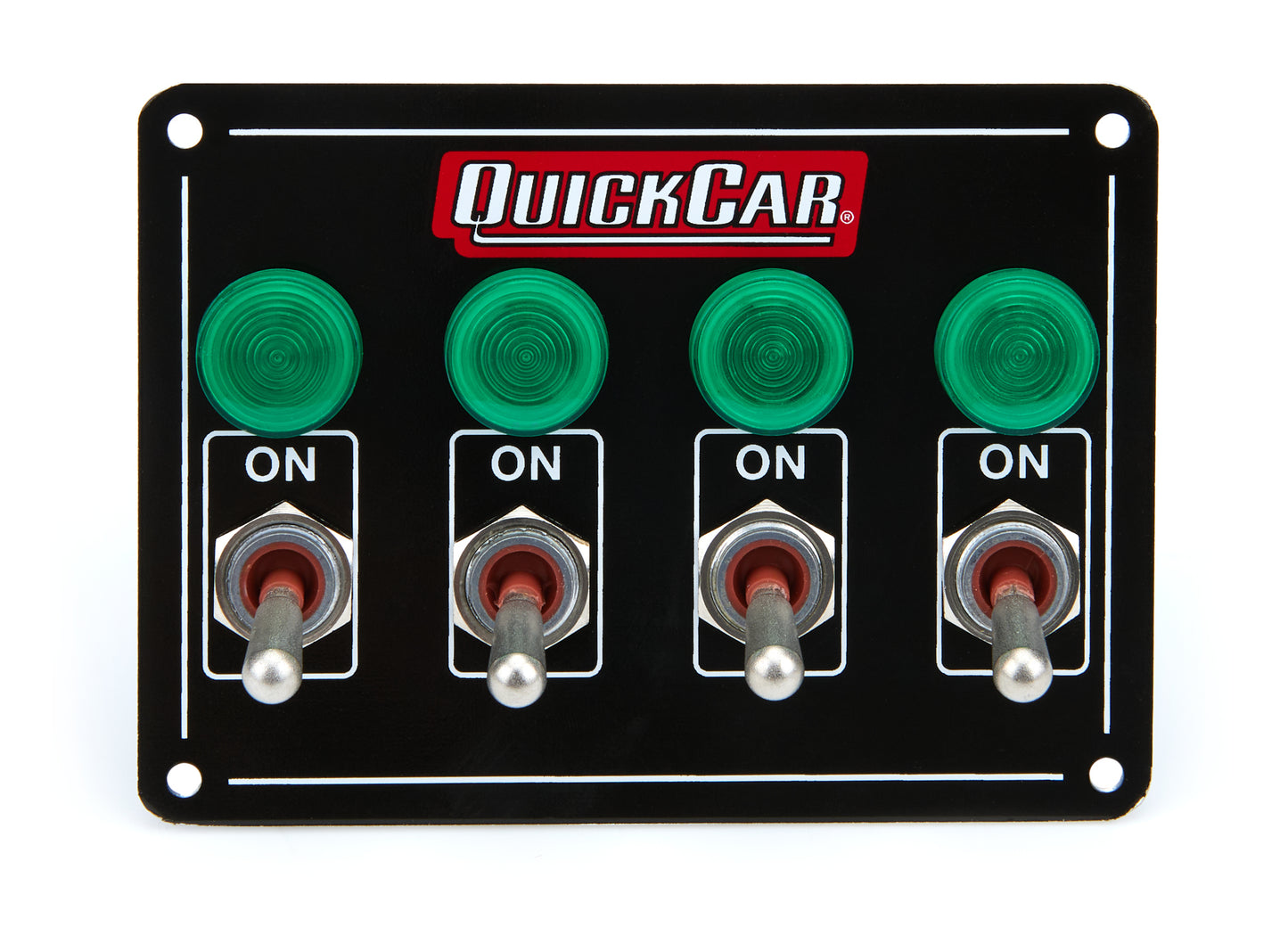 Switch Panel - Weatherproof - Dash Mount - 4.125 x 3 in - 4 Toggles - Indicator Lights - Black - Each