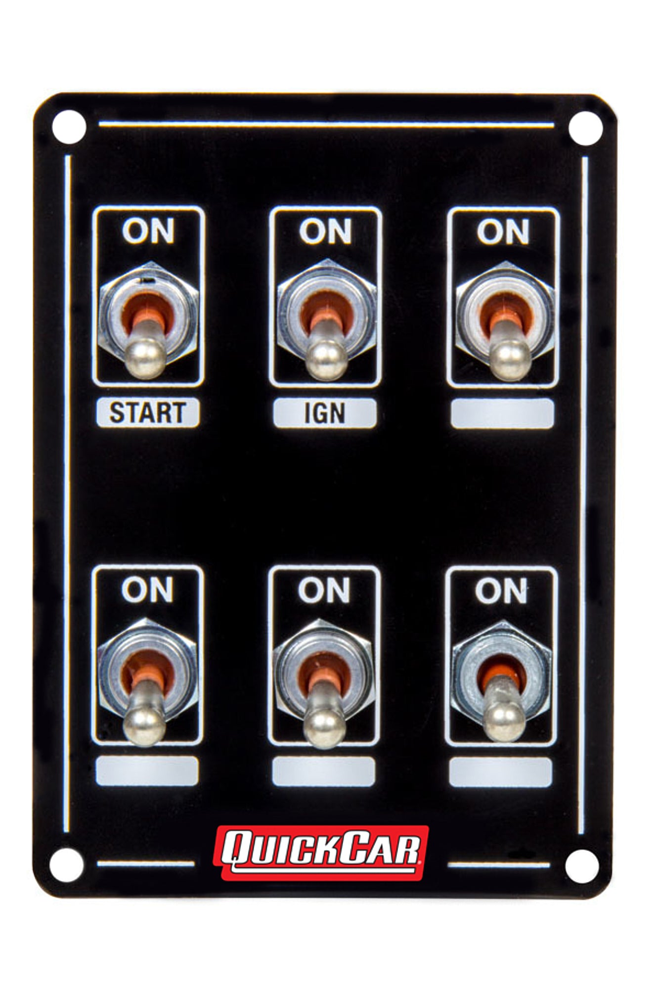 Switch Panel - Extreme - Dash Mount - 3.25 x 4.5 in - 4 Toggles / 1 Momentary Toggle / 1 Cross Over Toggle - Black - Kit