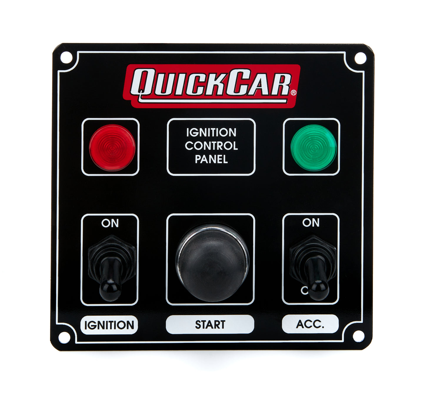 Switch Panel - Dash Mount - 4.625 x 4.375 in - 2 Toggles / 1 Momentary Button - Indicator Lights - Black - Each