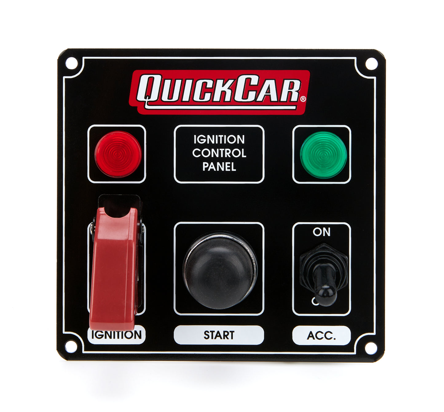 Switch Panel - Dash Mount - 4.625 x 4.375 in - 1 Safety Cover Toggle / 1 Toggle / 1 Momentary Button - Indicator Lights - Black - Each