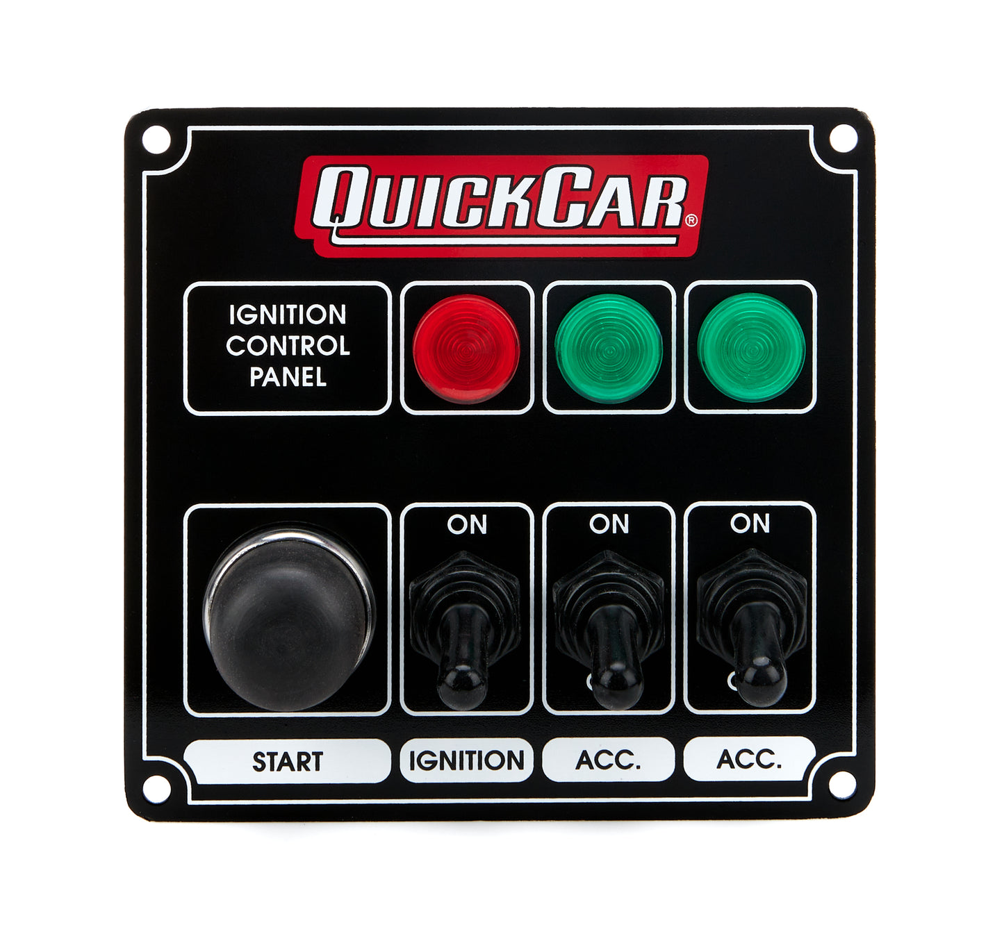 Switch Panel - Dash Mount - 4.625 x 4.375 in - 3 Toggles / 1 Momentary Button - Indicator Lights - Black - Each