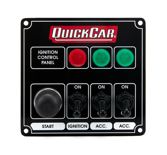 Switch Panel - Dash Mount - 4.625 x 4.375 in - 3 Toggles / 1 Momentary Button - Indicator Lights - Black - Each