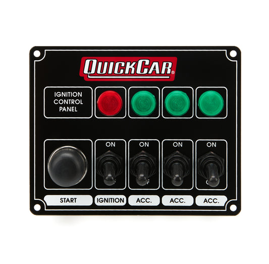 Switch Panel - Dash Mount - 5.5 x 4.375 in - 4 Toggles / 1 Momentary Button - Indicator Lights - Black - Kit