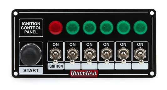 Switch Panel - Dash Mount - 6.875 x 3.25 in - 6 Toggles / 1 Momentary Button - Indicator Lights - Black - Each