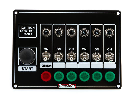 Switch Panel - Dash Mount - 6.875 x 5 in - 6 Toggles / 1 Momentary Button - Indicator Lights - Black - Each