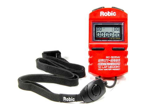 Stopwatch - Digital - 12 Lap Memory - Multi-Mode - Red - Each