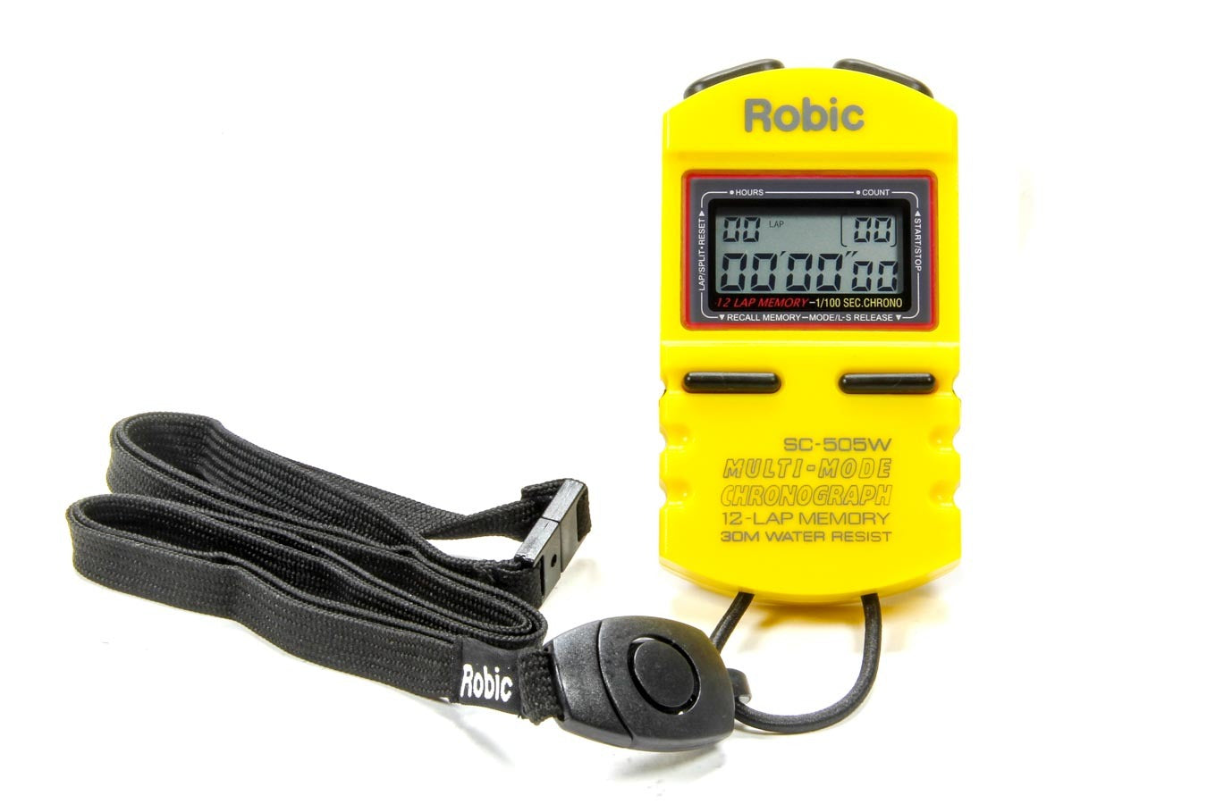 Stopwatch - Digital - 12 Lap Memory - Multi-Mode - Yellow - Each