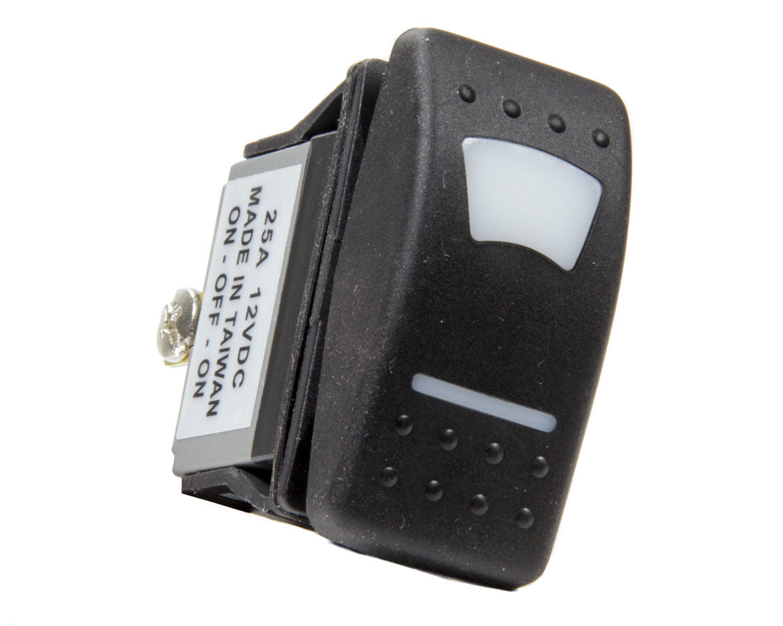 Rocker Switch - On / Off / On - 12V - Green Lighted - Plastic - Black - Each