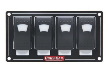 Switch Panel - Dash Mount - 5.75 x 3 in - 4 Rockers - Lighted - Black - Kit