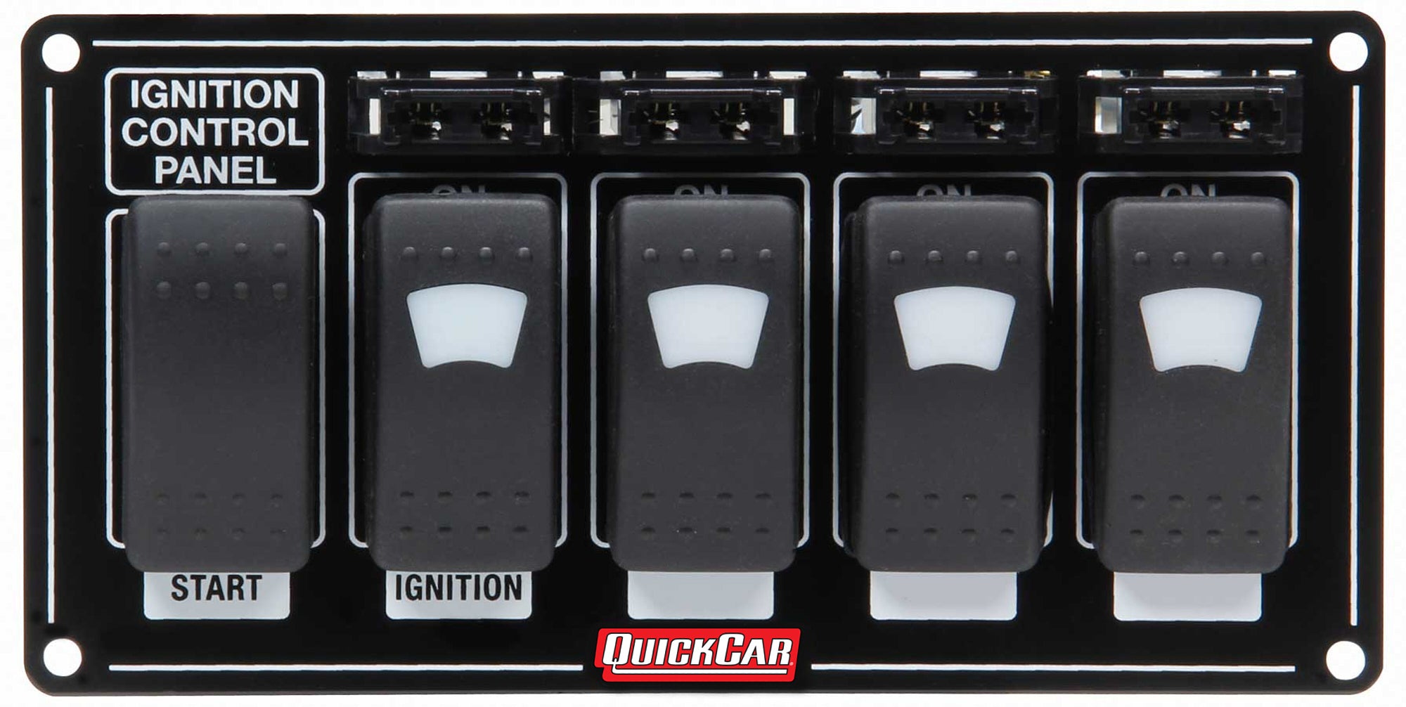Switch Panel - Dash Mount - 7 x 3.5 in - 4 Rockers / 1 Momentary Rocke ...