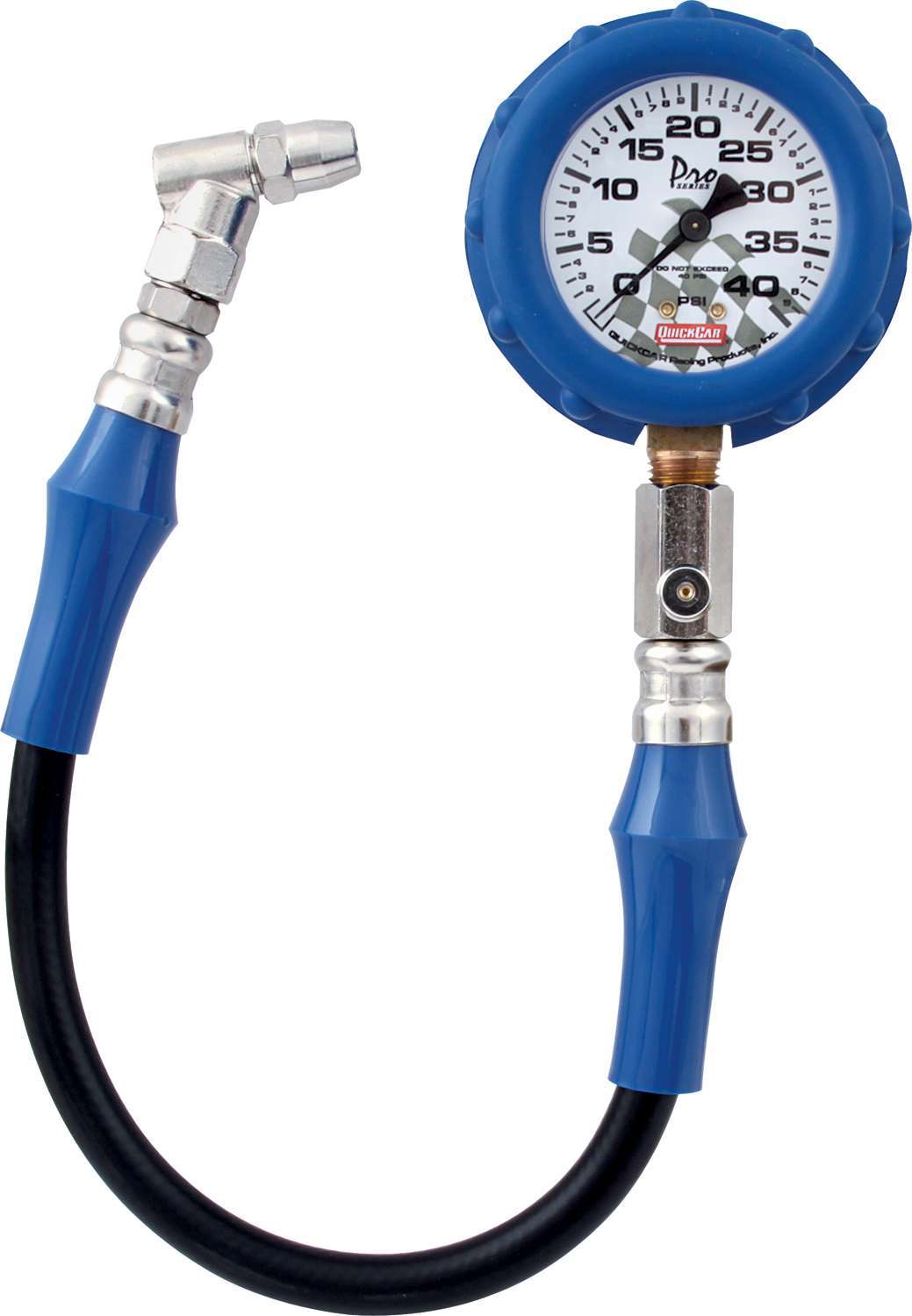 Tire Pressure Gauge - Dry - 0-40 psi - Analog - 2-1/2 in Diameter - White Face - 1 lb Increments - Each