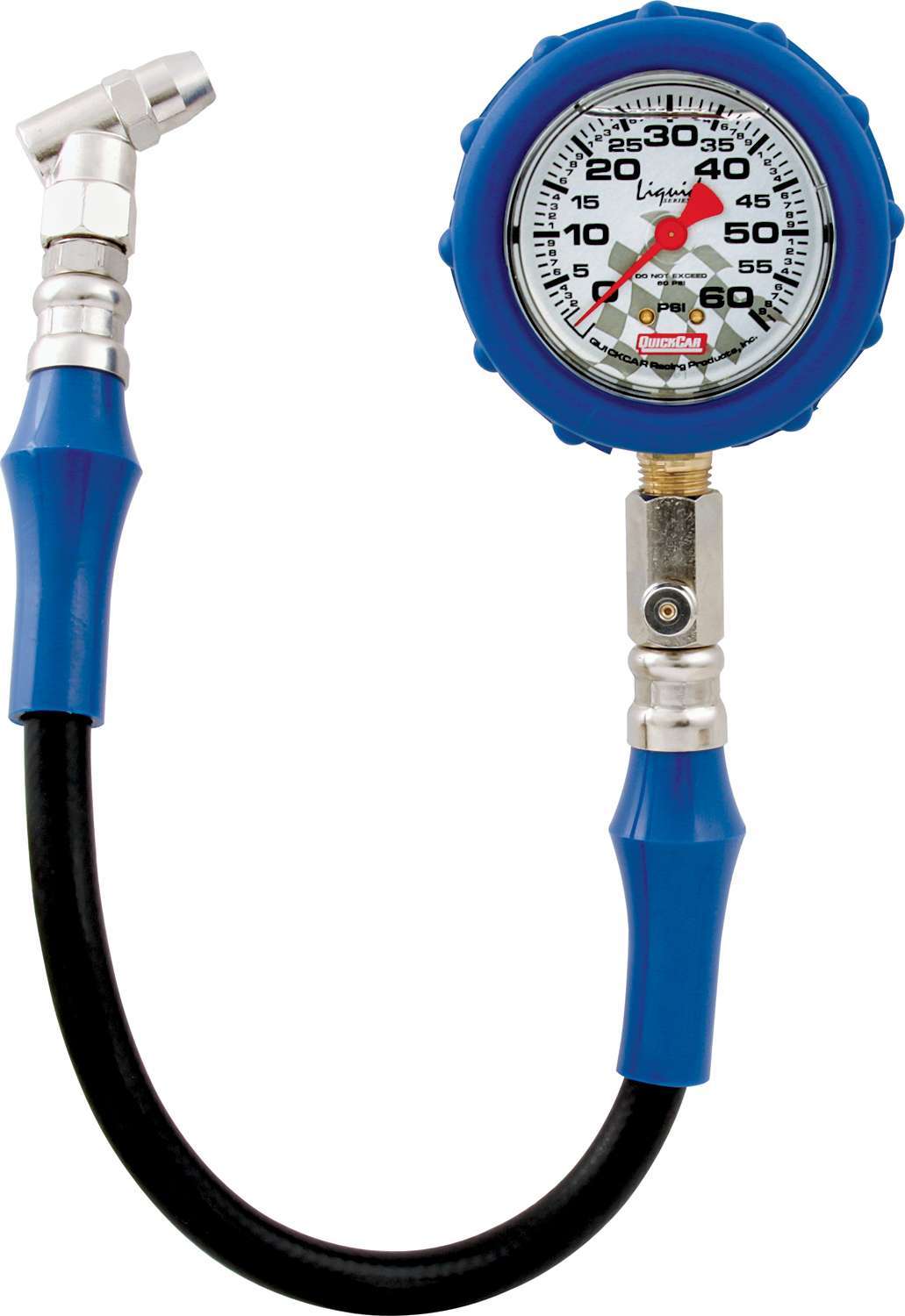 Tire Pressure Gauge - 0-60 psi - Analog - 2-1/2 in Diameter - Liquid Filled - White Face - 1 lb Increments - Each