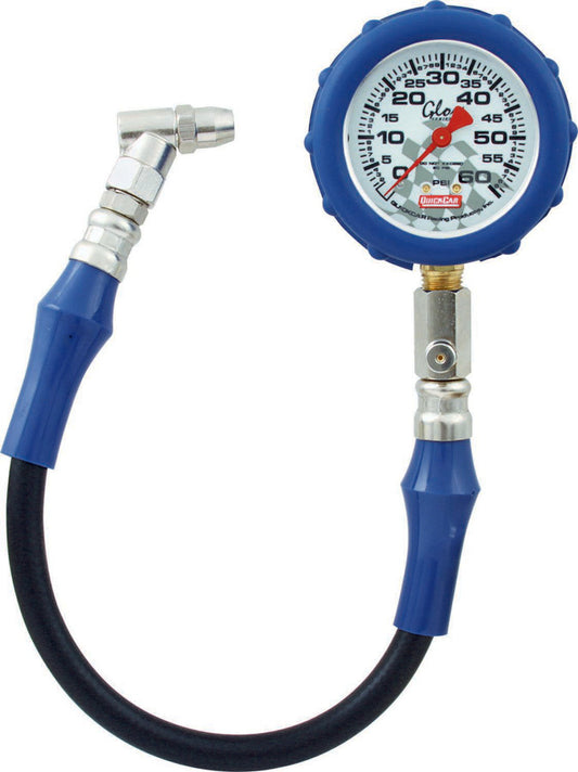 Tire Pressure Gauge - 0-60 psi - Analog - 2-1/2 in Diameter - White Face - 1 lb Increments - Each