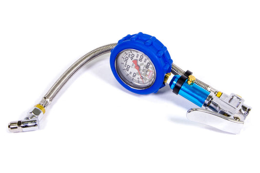 Tire Inflator and Gauge - 0-60 psi - Analog - Liquid Filled - 2-1/4 in Diameter - Silver Face - Each