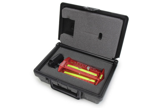 Caster / Camber Gauge - Camber Range Plus or Minus 8 Degrees - Caster Range Minus 4 to Plus 12 Degrees - Kart Adapter - Carry Case - Red Anodized - Each